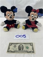 Vintage Mickey and Minnie Stuffed Animals w/Tags