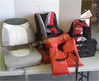 Boat Seat and Life Jackets