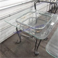 Glass-top table, 26" square x 21.5" tall