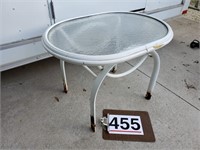 glass top patio table 22x31x22h rusty legs