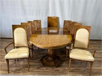 Multitone Burl Finish Dining Table w/8 Chairs