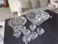Crystal punch bowl and platter