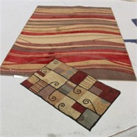 2 Rugs - 5'x8' Red/Tan/Brown Swirl, 33" Multicolor