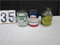 Quaker State, Esso Cans & Freedom Oil Bottle