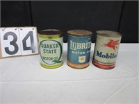 Mobil, Lubrite, & Quaker State Motor Oil Cans
