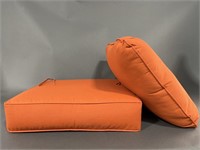 Two Large Orange Patio Cushions.