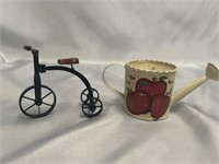 VINTAGE WATERING CAN AND BICYCLE DECORATION