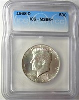 1968-D Kennedy ICG MS66+ LISTS $150