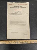 Antique 1917 Prohibition Party Original Paperwork