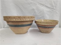 2 medium ceramic pink and blue pots