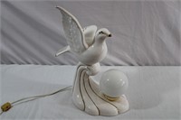 MCM White & Gold Dove Ceramic Lamp