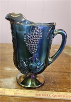 Vintage Blue Indiana Carnival Glass Pitcher