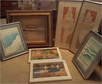 Prints of seashells, aquatic scenes- 7 in this lot