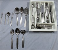 54PC ONEIDA STAINLESS FROSTED HANDLE FLATWARE SET