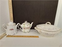 Chelsea Soup Tureen W/ Lid  & Tea Pots W/ Lids w/