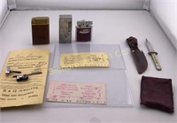 VTG Items: 1944 Railway Tickets, Lighters,