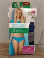 LADIES FRUIT OF THE LOOM BIKINIS 4 PK SIZE S/5