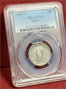NICE 1917-S US SILVER STANDING LIBERTY QUARTER F12