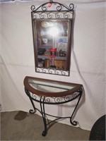Half Moon Accent Table with Mirror