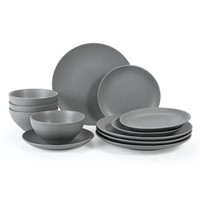Famiware Moon Dinnerware Sets for 4, 12 Piece Ston