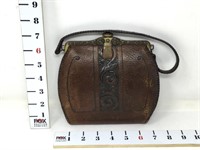 Meeker Made Turn Lock Leather Handbag