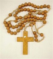 Extra large ceramic bead & timber cross rosary