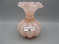 Fenton Peach 6" Melon Rib vase