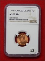 1995 Lincoln Cent Double Die OBV NGC MS67 RD