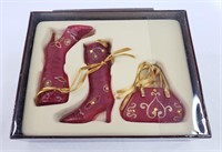 Glass Boots & Purse Ornament Set