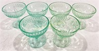 (6) Teal Etched Glass Dessert Cups