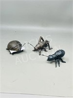 3 cast metal bugs - approx 3 to 3 1/2"