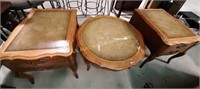 Round coffee table and 2 end tables set- coffee-