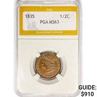 1835 Classic Head Half Cent PGA MS63