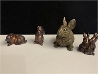 4 BUNNIES FIGURES APPEAR SILVERPLATED