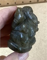 2" tall carved jade elephant figurine
