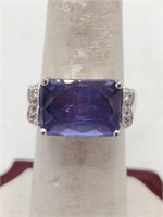 .925 Marked Elongated 5.00ct Tanzanite Ring