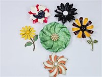 Vintage Enameled Flower Brooches / Pins