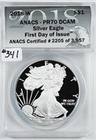 2018-W  $1 Silver Eagle   ANACS PR-70 DCAM