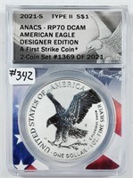 2021-S Type II $1 Silver Eagle   ANACS PR-70 DCAM