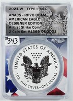 2021-W  Type I  $1 Silver Eagle   ANACS RP-7- DCAM