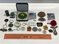 Assorted Pins, Badges, Medallions Inc. Anzac,