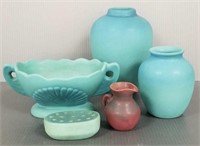 4 pieces of Van Briggle pottery 8" tallest
