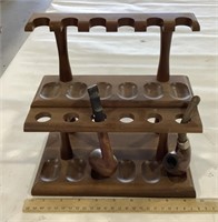 Tobacco pipe stand w/ 2 Pipes