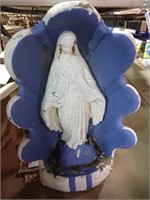 PAINTED CEMENT VIRGIN MARY 27"
