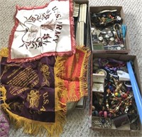 Assorted Jewelry, Army Scarves And Misc.