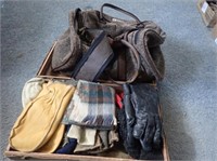 Vintage Suitcase w/ Hats, Gloves, Mittens, Scarf,
