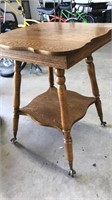 OAK CLAW & BALL FOOTED PARLOR TABLE