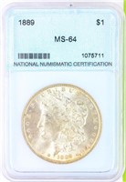 Coin 1889-P Morgan Silver Dollar NNC MS64