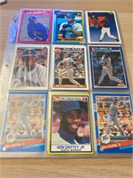 1 Page of Vintage Baseball Cards Griffey Jr.