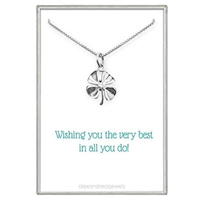 Small Sterling Silver Four Leaf Clover Necklace, S